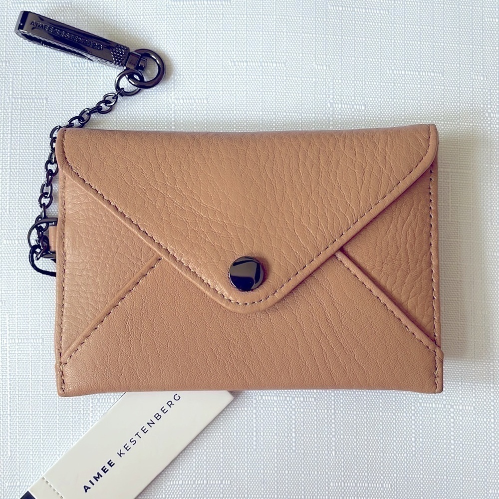 Brand New Aimee Kestenberg Genuine Leather Ashley Pouch w/ Back Zip & Dog Clip